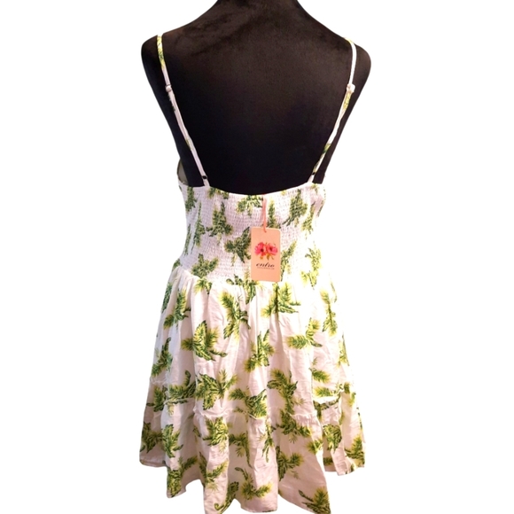 NWT Entro White and Green Floral Sundress Mini Dress Med - Picture 7 of 10